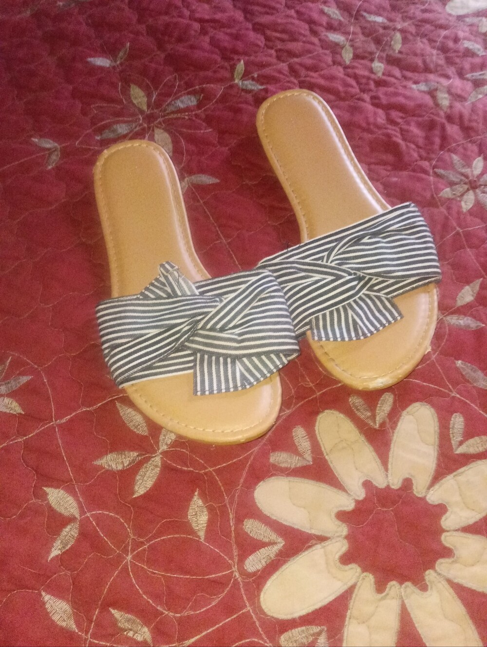 Striped Knot Slide Sandals in Black and White - Women's West Loop